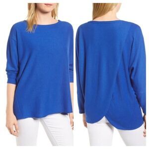 Gibson Stripe Split Back Top Size Large Petite